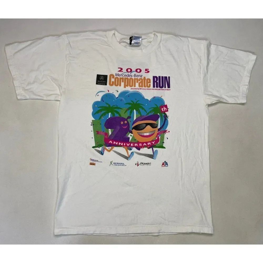 VINTAGE Mercedes Benz Corporate Run 2005 Graphic T-shirt Men Large White